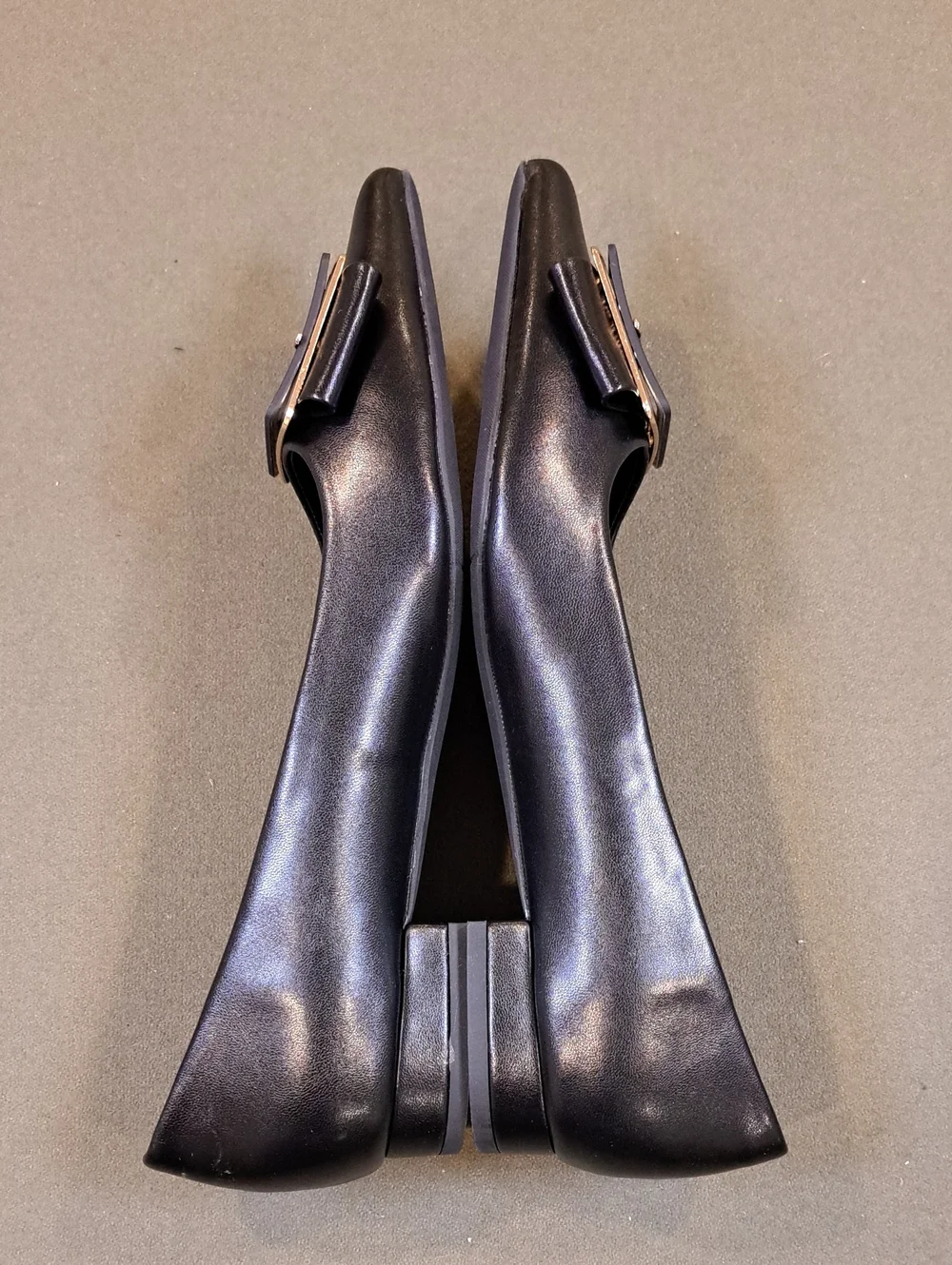 C. Paravano Square Buckle Flats (Aida) - Color: Black - Size: EU 39.5